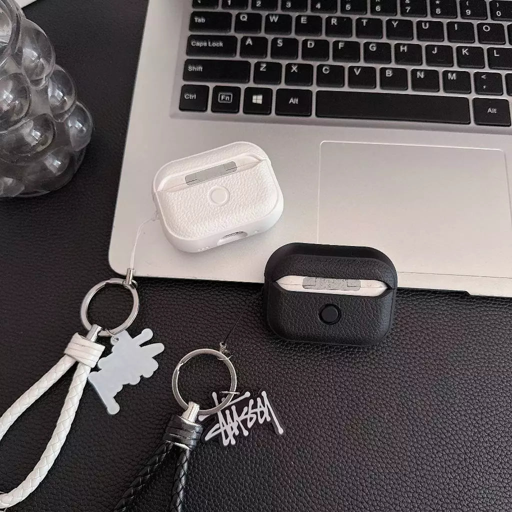 Lichee Grain  Logo  AirPod Case with Braid Strap