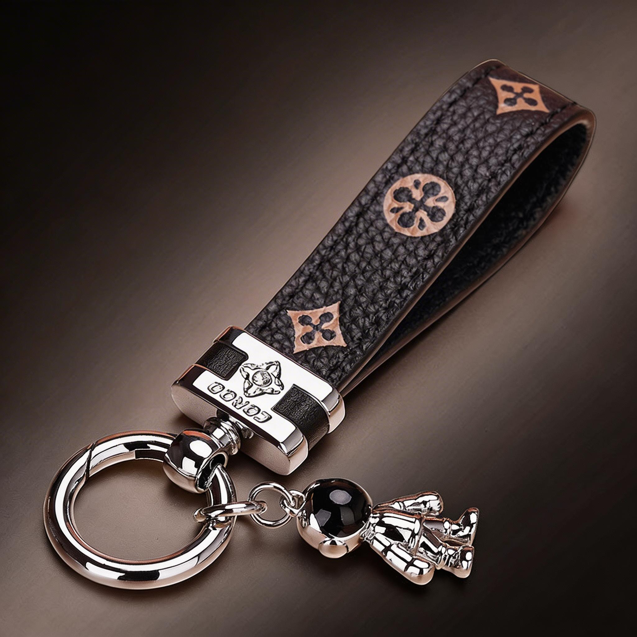 Genuine Leather Luxury Car Astronaut Keychain