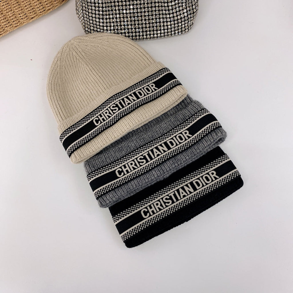 Vintage Oblique Wool Knit Beanie | Luxury Designer Winter Hat