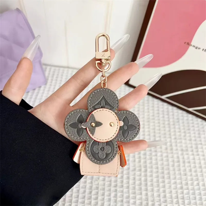 Flower Leather Bag Charm | Cute Keychain & Handbag Accessory