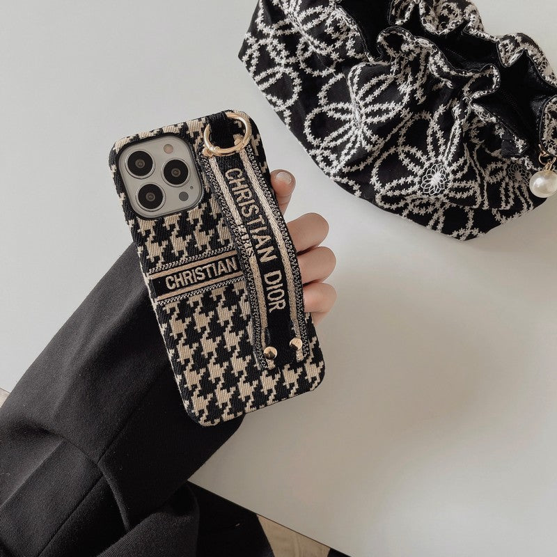 Capa para iPhone com pulseira Houndstooth da moda