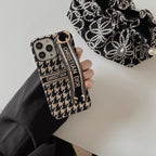 Capa para iPhone com pulseira Houndstooth da moda