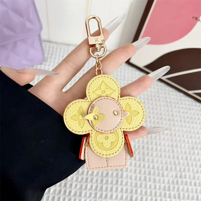 Flower Leather Bag Charm | Cute Keychain & Handbag Accessory