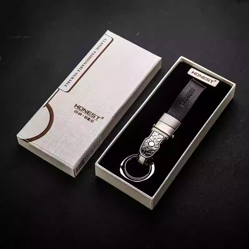Genuine Leather Car Keychain – Premium Key Ring Chain for Men