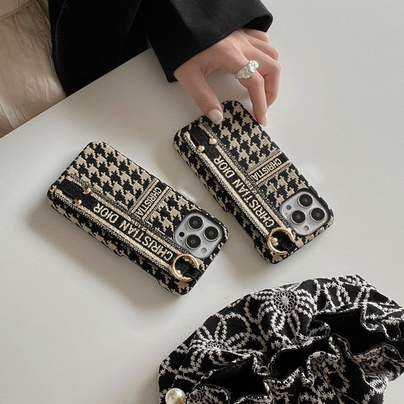 Capa para iPhone com pulseira Houndstooth da moda