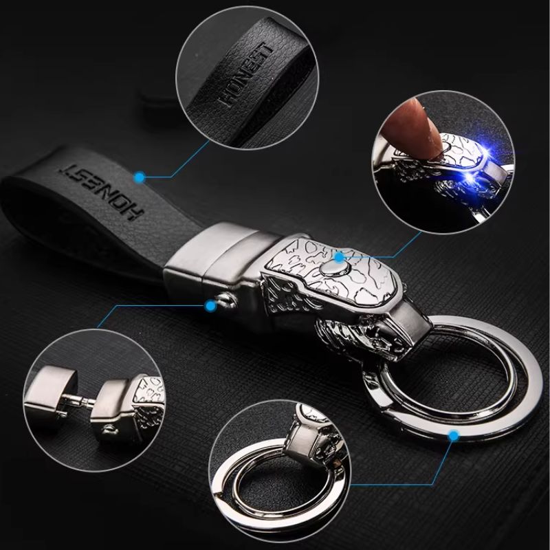 Genuine Leather Car Keychain – Premium Key Ring Chain for Men