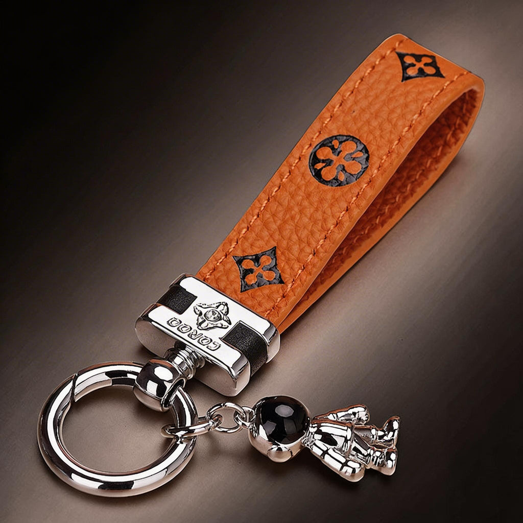 Genuine Leather Luxury Car Astronaut Keychain
