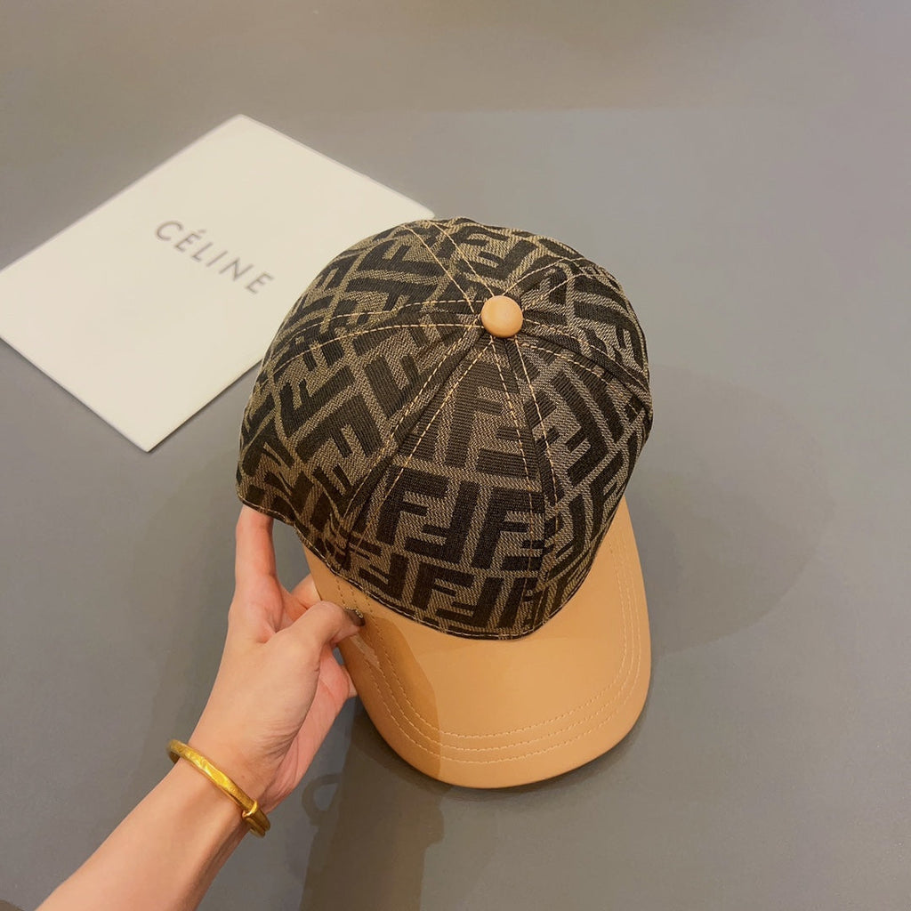 Luxury Jacquard Leather Baseball Cap | Luxury Designer Cotton Cap