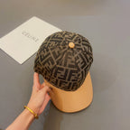 Luxury Jacquard Leather Baseball Cap | Luxury Designer Cotton Cap