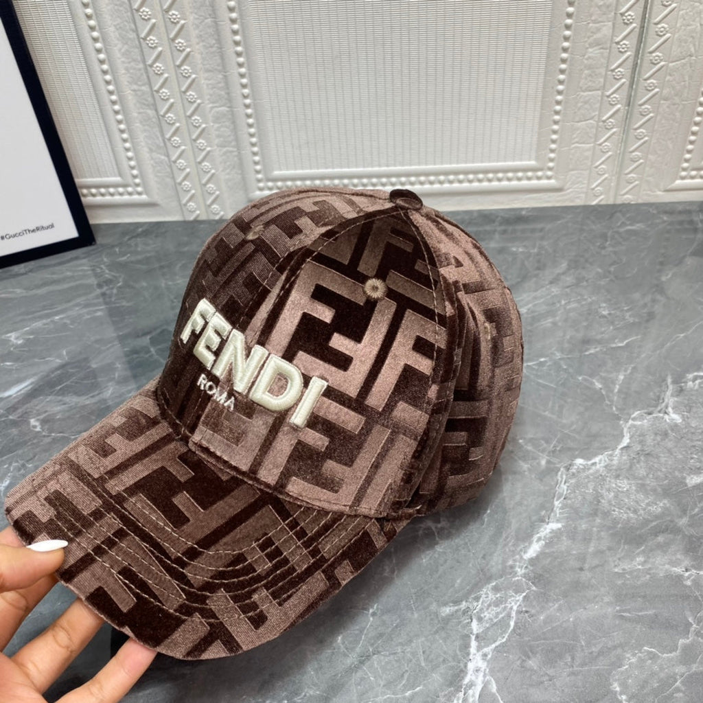 Luxury FF Gold Velvet Baseball Cap | Luxury Designer Adjustable Hat