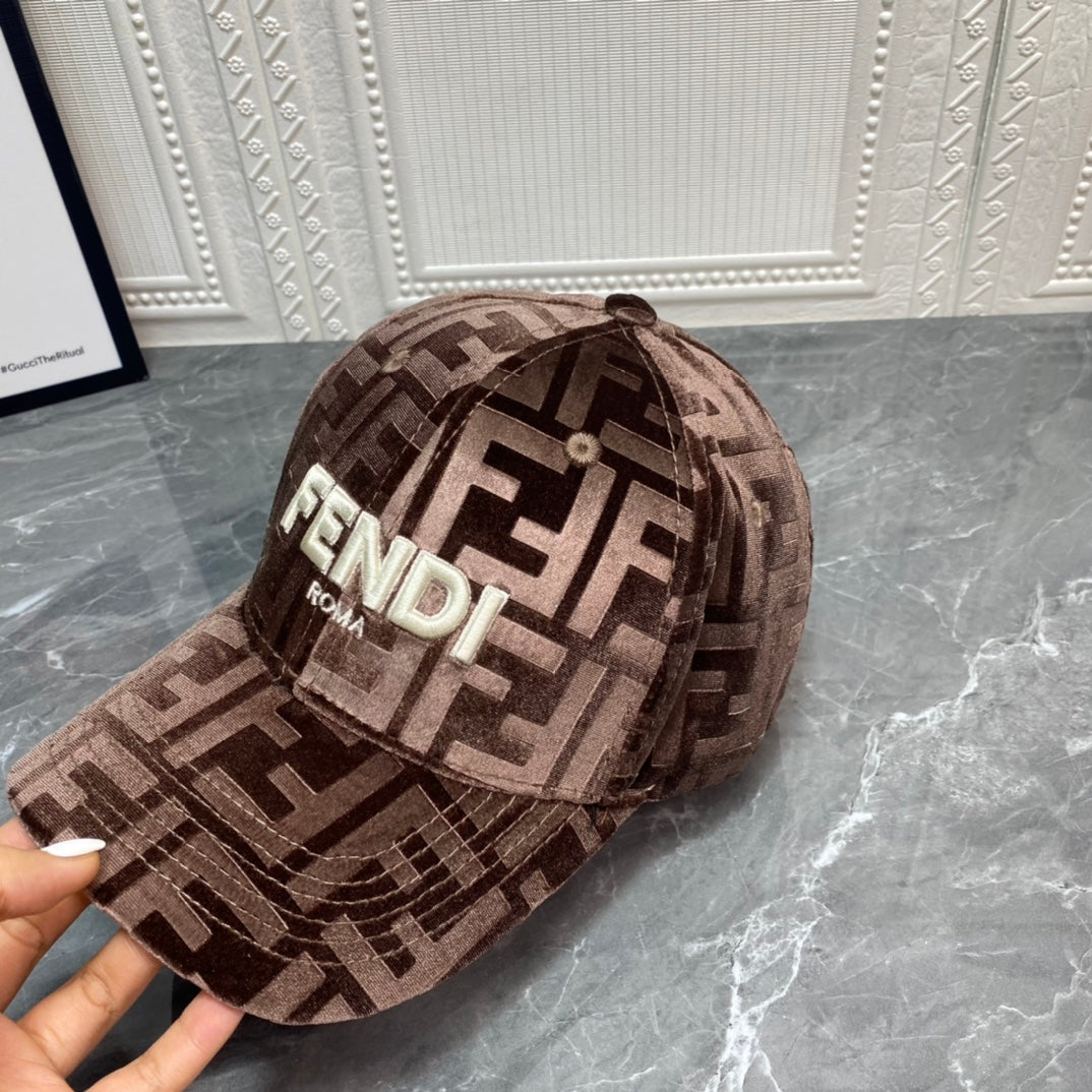 Luxury FF Gold Velvet Baseball Cap | Luxury Designer Adjustable Hat