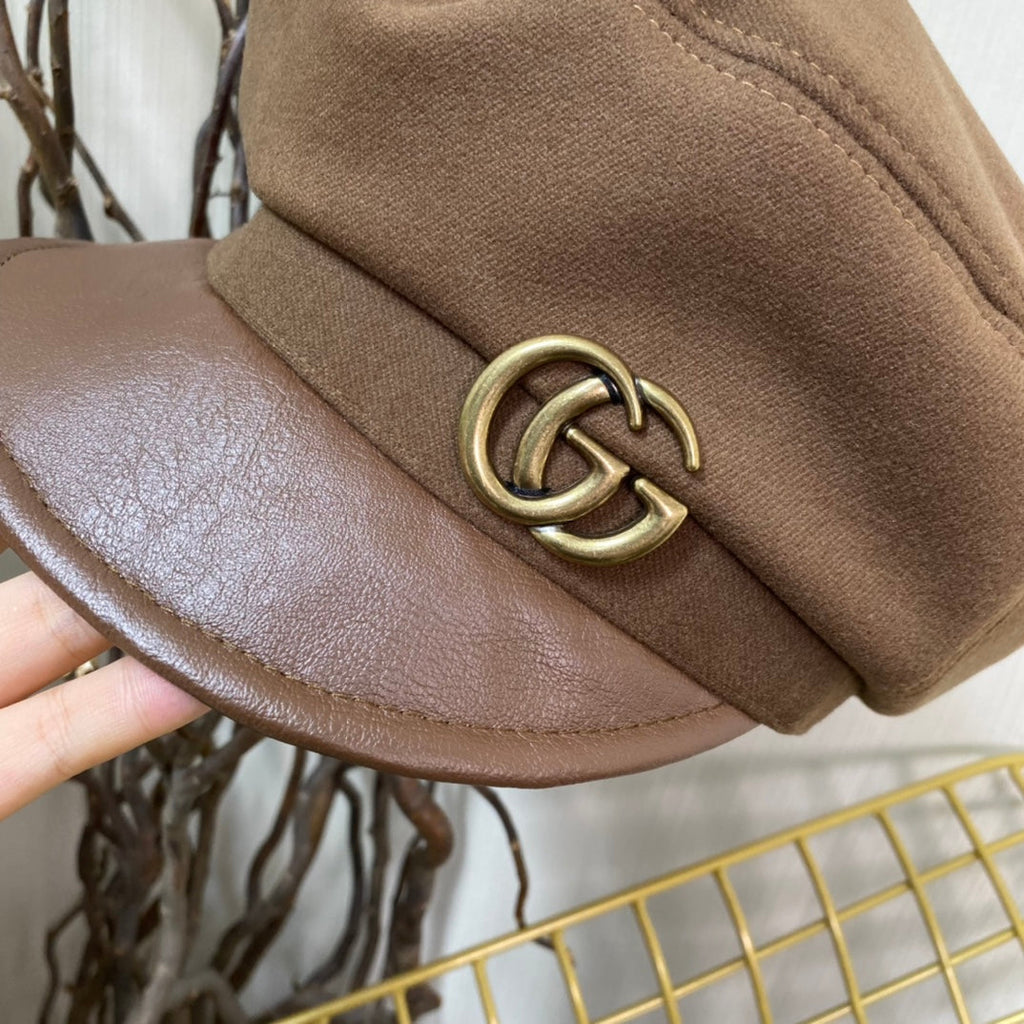 Classic GG Metal Logo Octagonal Flat Cap | Luxury Designer Cashmere Hat