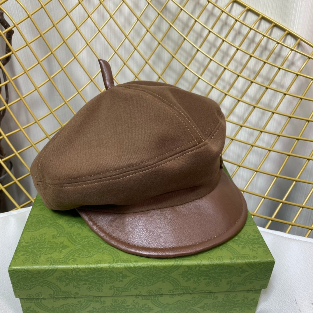 Classic GG Metal Logo Octagonal Flat Cap | Luxury Designer Cashmere Hat