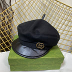 Classic GG Metal Logo Octagonal Flat Cap | Luxury Designer Cashmere Hat