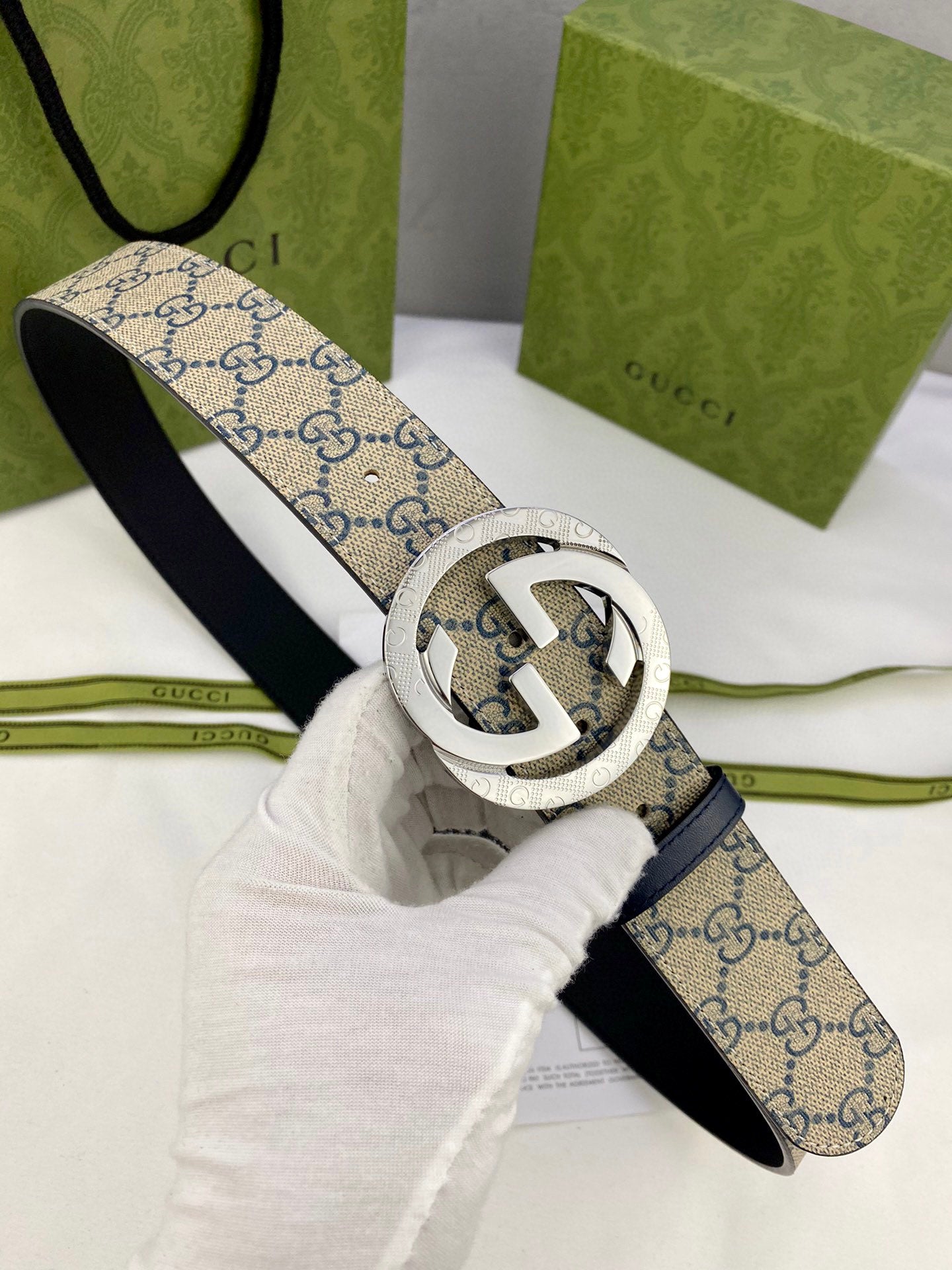 GG Classic Men's Belt Gold Buckle & Silver Buckle