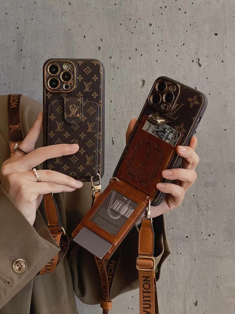 Προηγμένη δερμάτινη θήκη iPhone με πορτοφόλι κάρτας και λουράκι