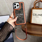 Черный чехол Celine для iPhone с ремешком-SZ231124