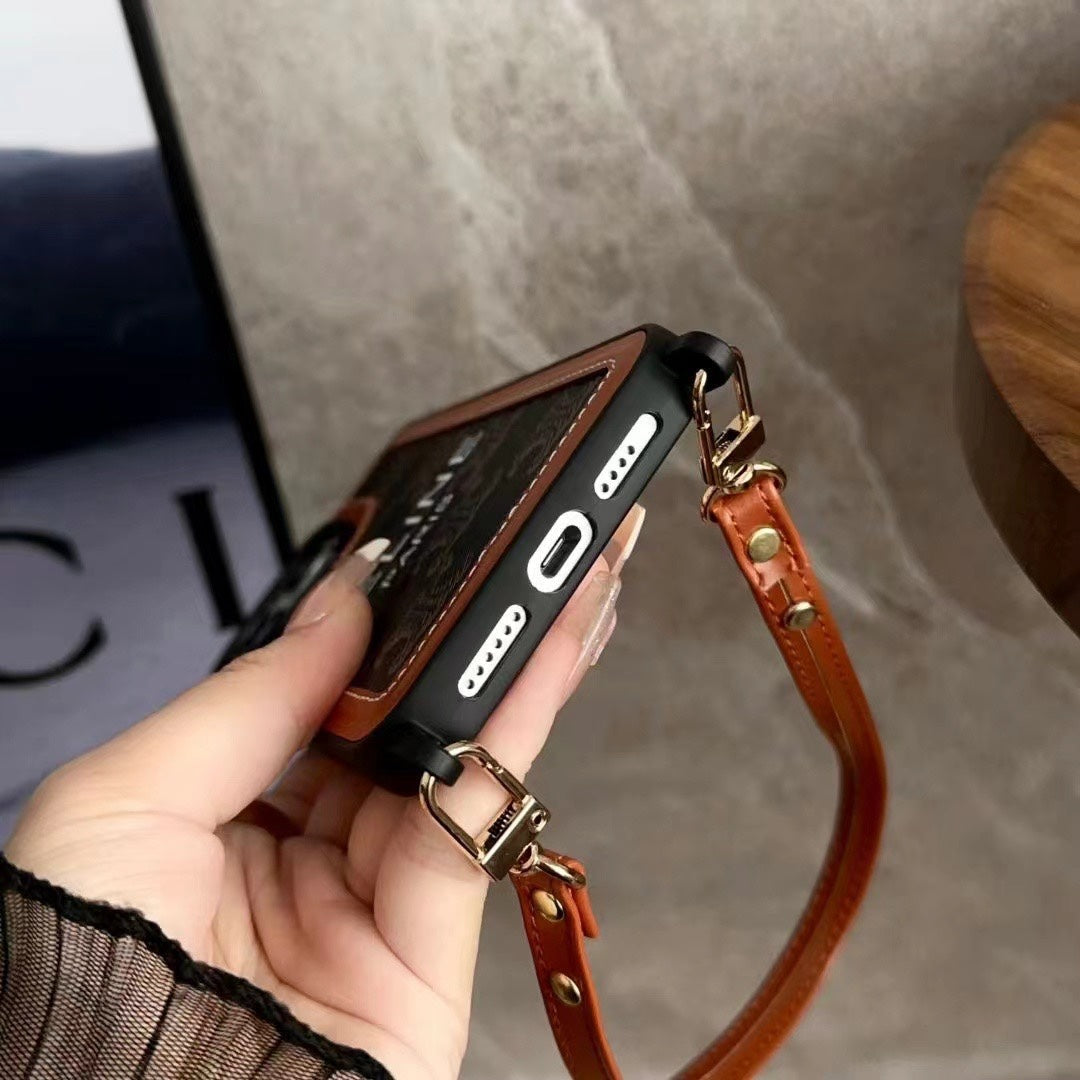 Coque iPhone Céline noire avec sangle-SZ231124