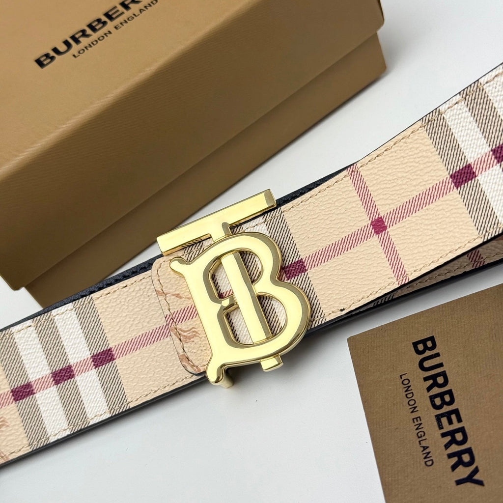 Férfi bőr öv TB monogram csat/kockás minta