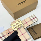 Férfi bőr öv TB monogram csat/kockás minta