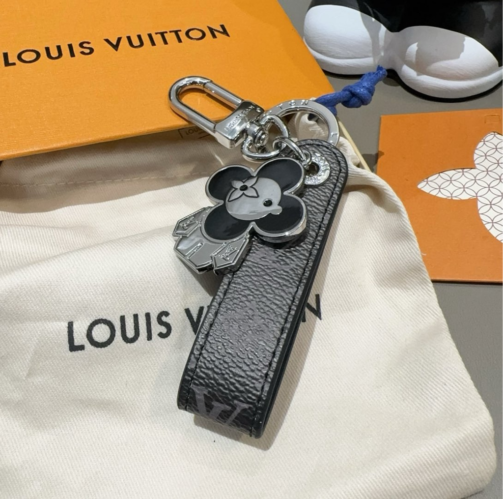 Floral Charm Keychain Strap | Monogram Pattern Bag & Key Holder