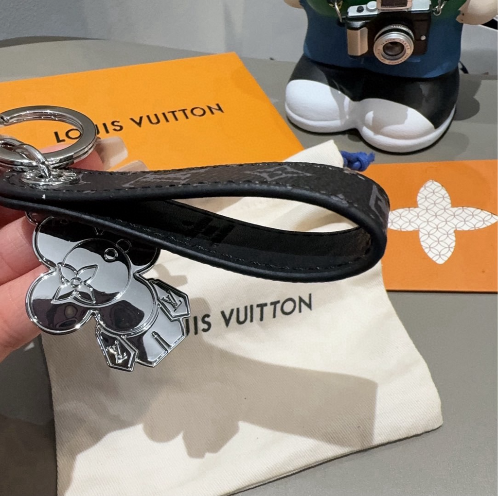 Floral Charm Keychain Strap | Monogram Pattern Bag & Key Holder