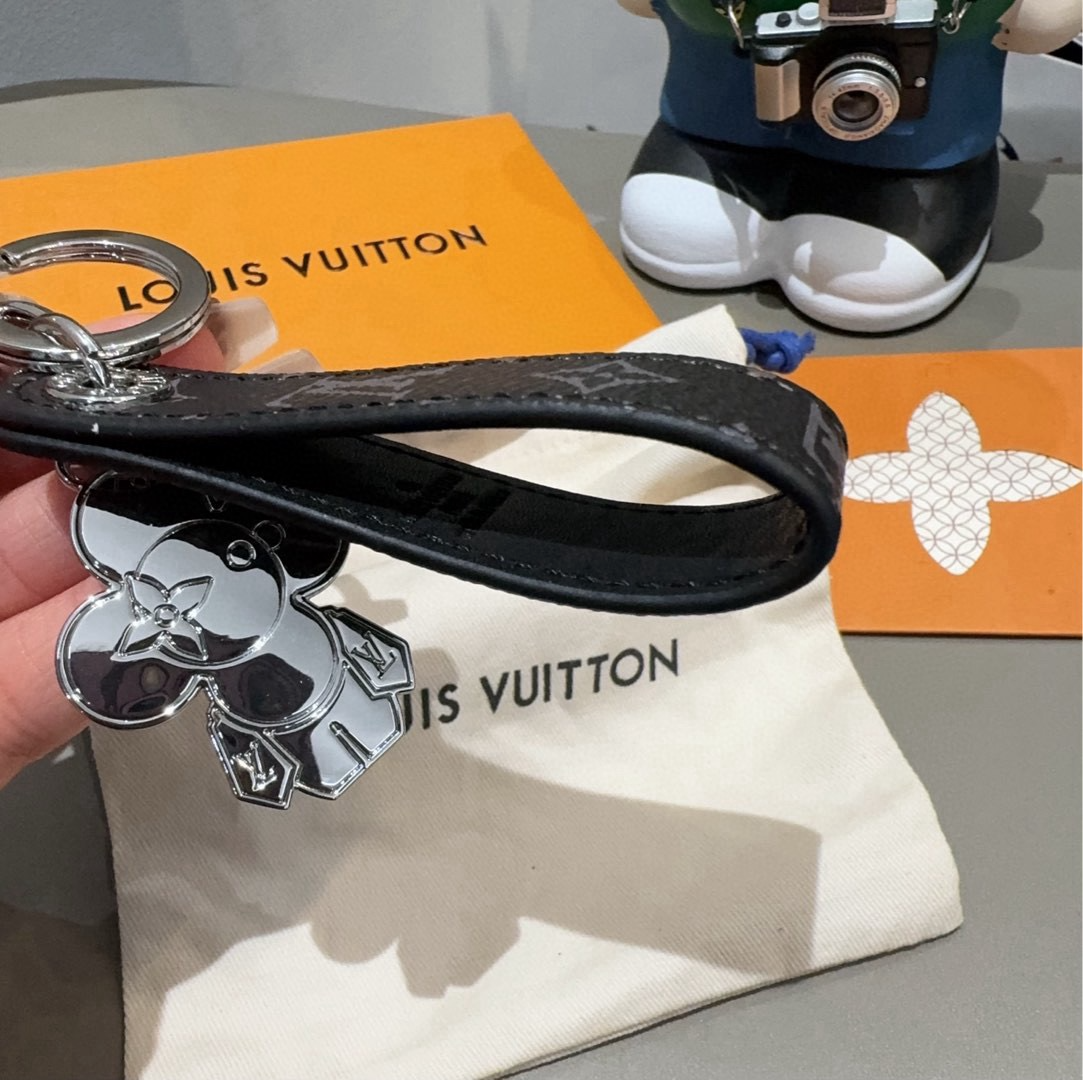 Floral Charm Keychain Strap | Monogram Pattern Bag & Key Holder