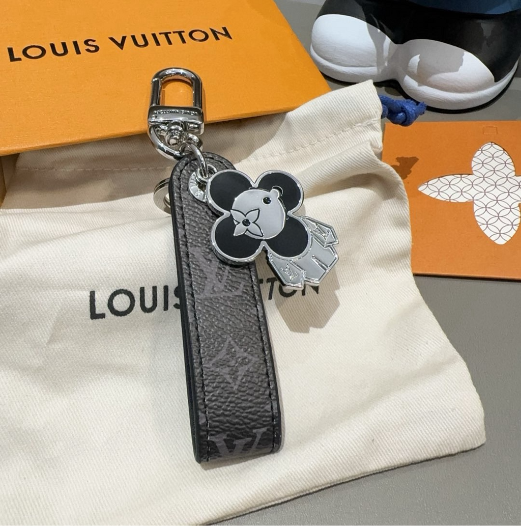 Floral Charm Keychain Strap | Monogram Pattern Bag & Key Holder