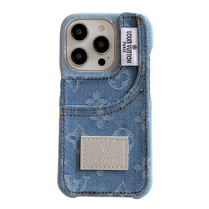 Denim Fabric iPhone Case with Built-in Card Holder