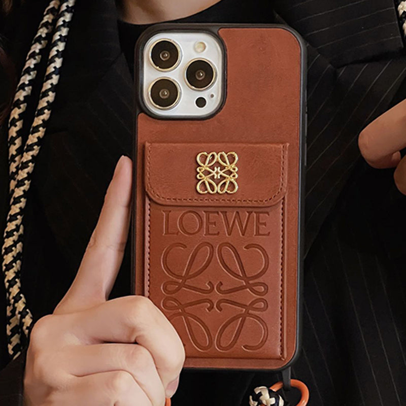 Loe kaarthouder leren iPhone-hoesje