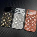Luxusní kožené pouzdro na telefon s monogramovým vzorem a plnou ochranou fotoaparátu