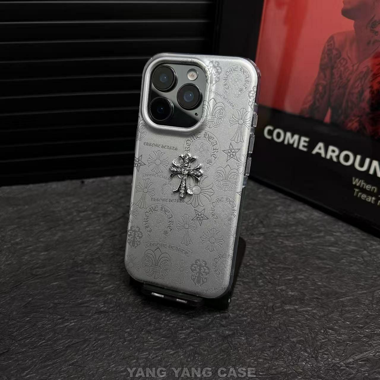 Silver Embossed Cross iPhone Case
