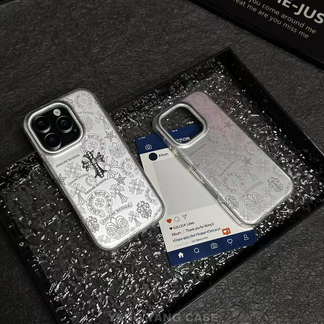 Silver Embossed Cross iPhone Case