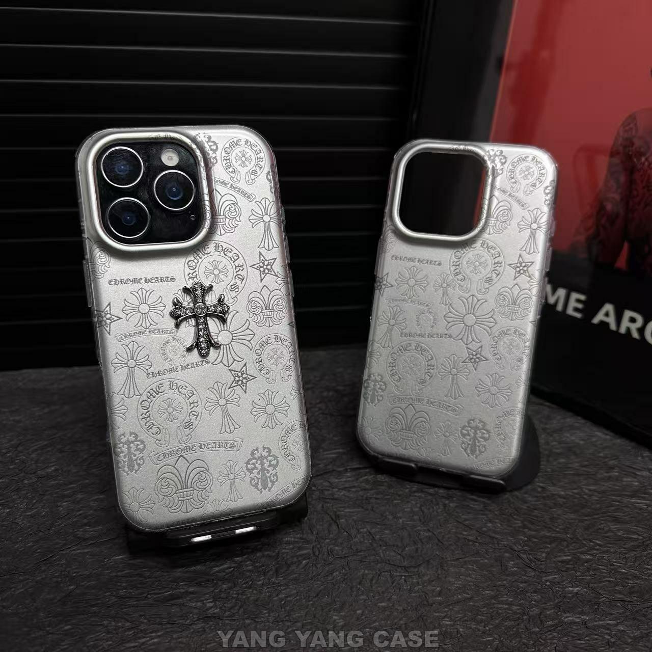 Silver Embossed Cross iPhone Case