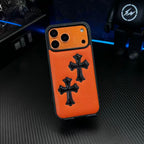 Telefonfodral med 3D-korspräglat lädertextur — Stötsäkert skyddsfodral