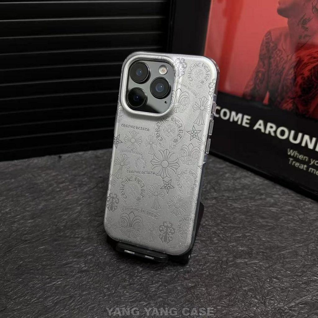 Silver Embossed Cross iPhone Case