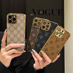 Luxury Classic Monogram iPhone Case With Electroplated Gold Edges