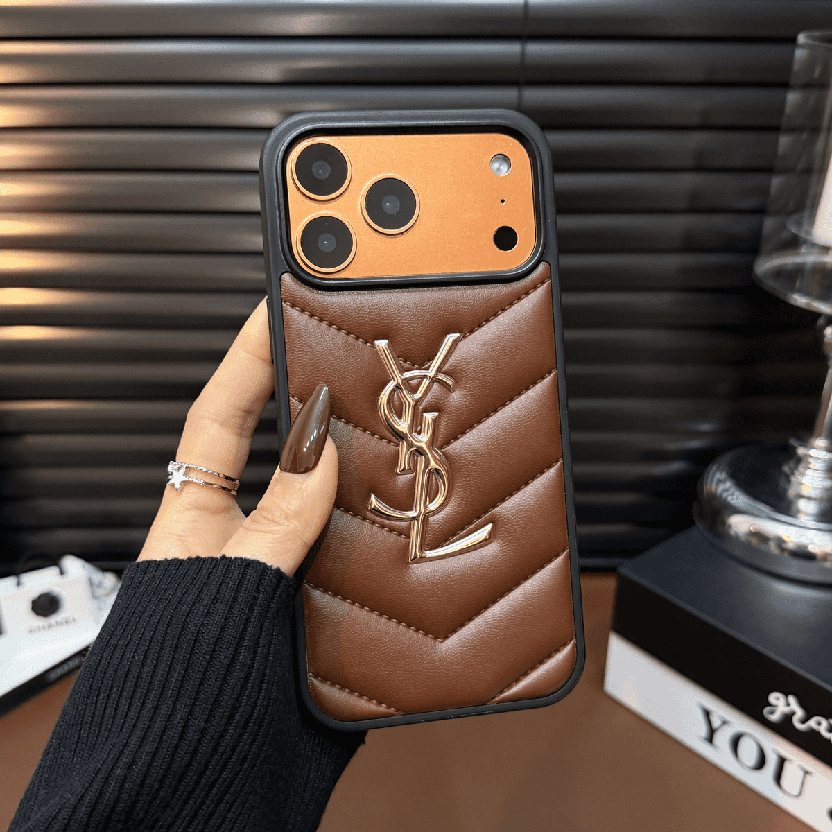 Luxury Quilted Leather iPhone Case — Shockproof Slim Protective Cover