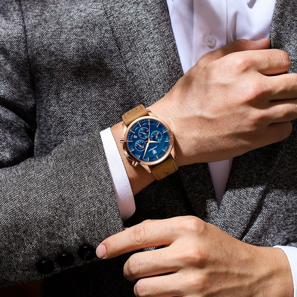 Poedagar ChronoLuxe Sport – Luxury Chronograph Quartz Watch