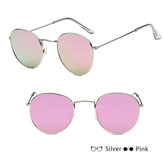 LeonLion Mirror Metal Sunglasses Women Vintage Brand Designer Flat Round Glasses UV400 Street Beat Oculos De Sol Gafas