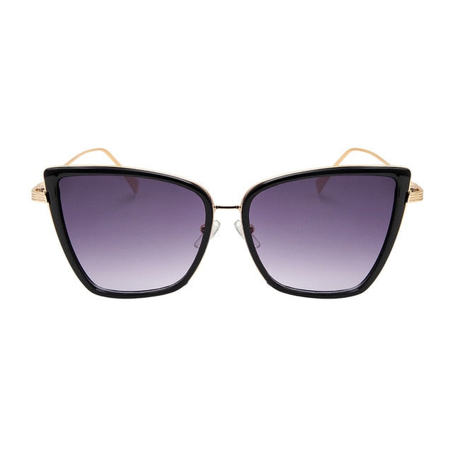 New Brand Designer Cateye Sunglasses Women Vintage Metal Glasses For Women Mirror Retro Lunette De Soleil Femme UV400