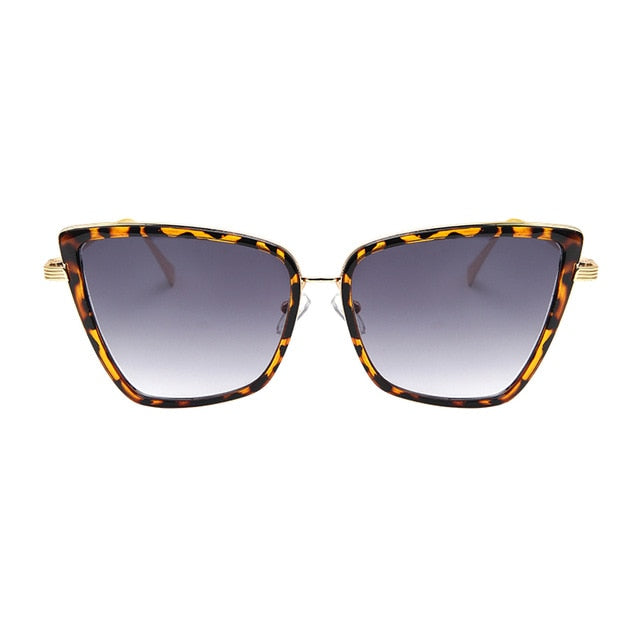 New Brand Designer Cateye Sunglasses Women Vintage Metal Glasses For Women Mirror Retro Lunette De Soleil Femme UV400