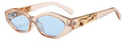 SHAUNA Diamond Sharp Fashion Metal Jumping Cheetah Decoration Fashion Women Small Cat Eye Sunglasses