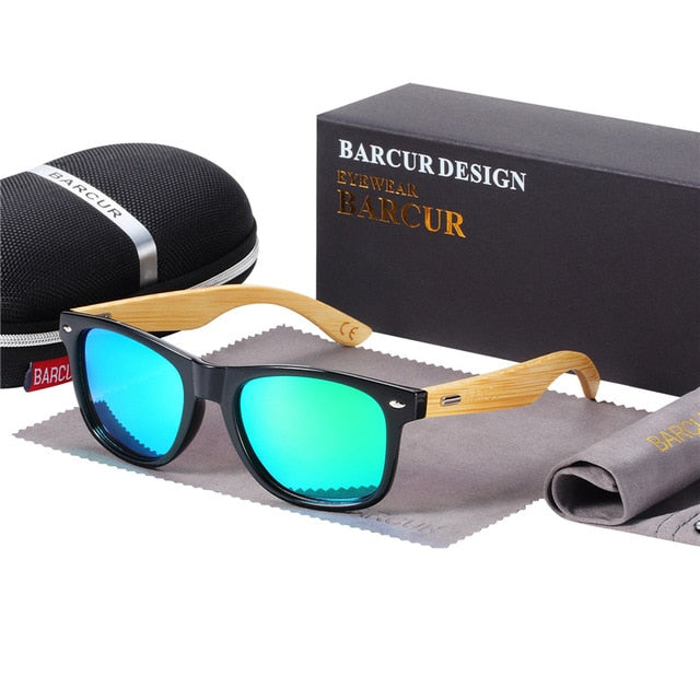 BARCUR lunettes de soleil polarisées en bambou hommes lunettes de soleil en bois femmes marque lunettes en bois originales Oculos de sol masculino