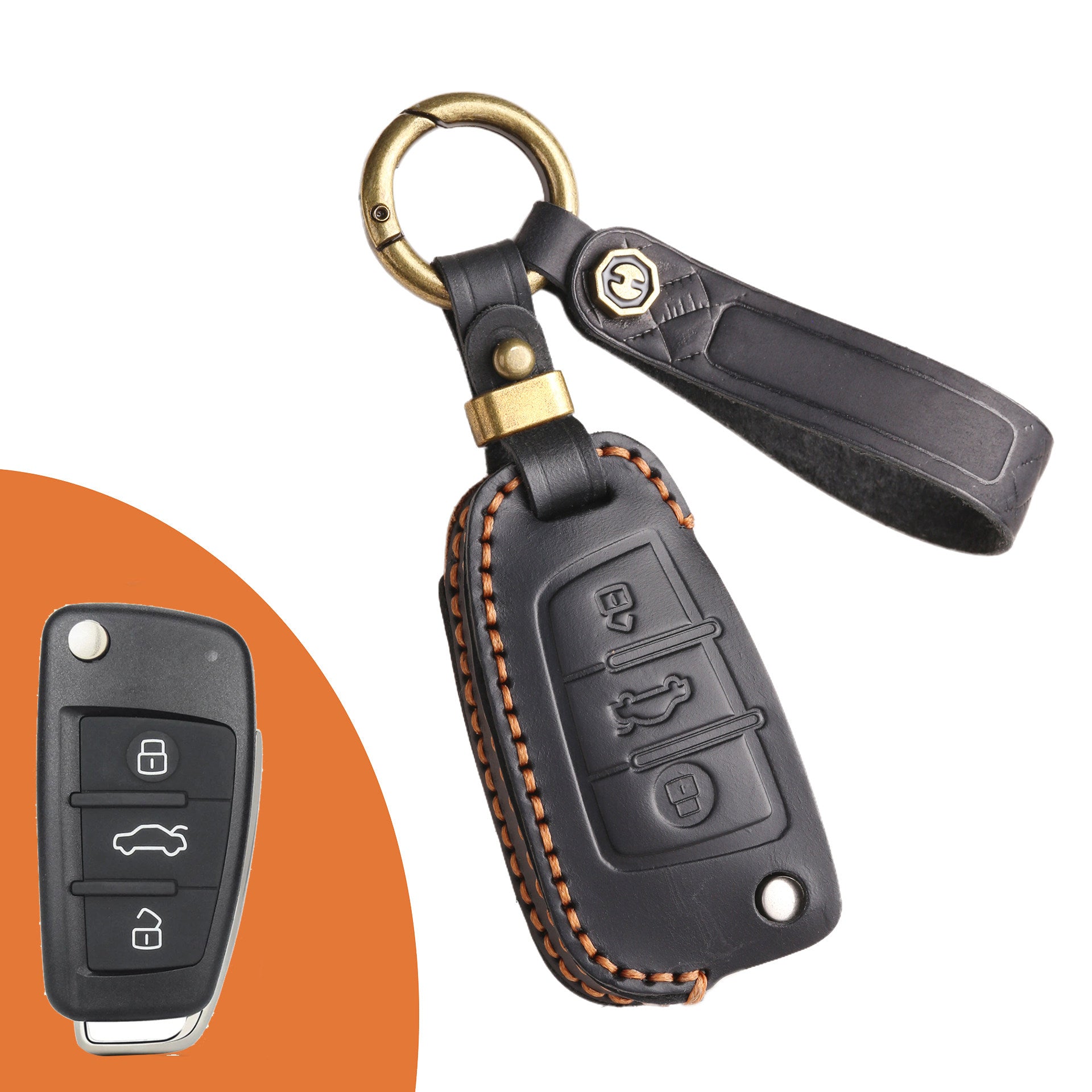 Top Grain Leather Audi Key Case