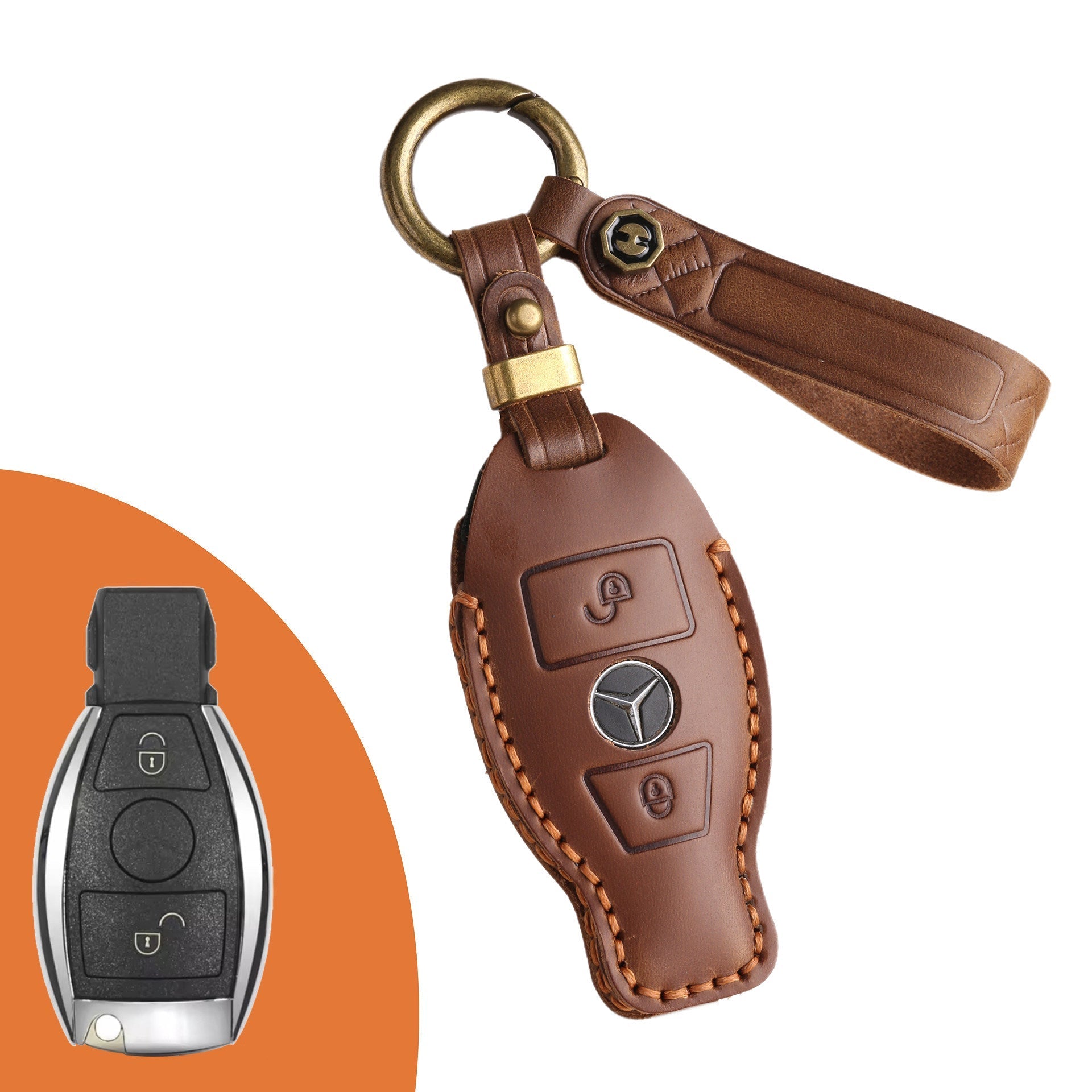 Top Grain Leather Mercedes Key Case