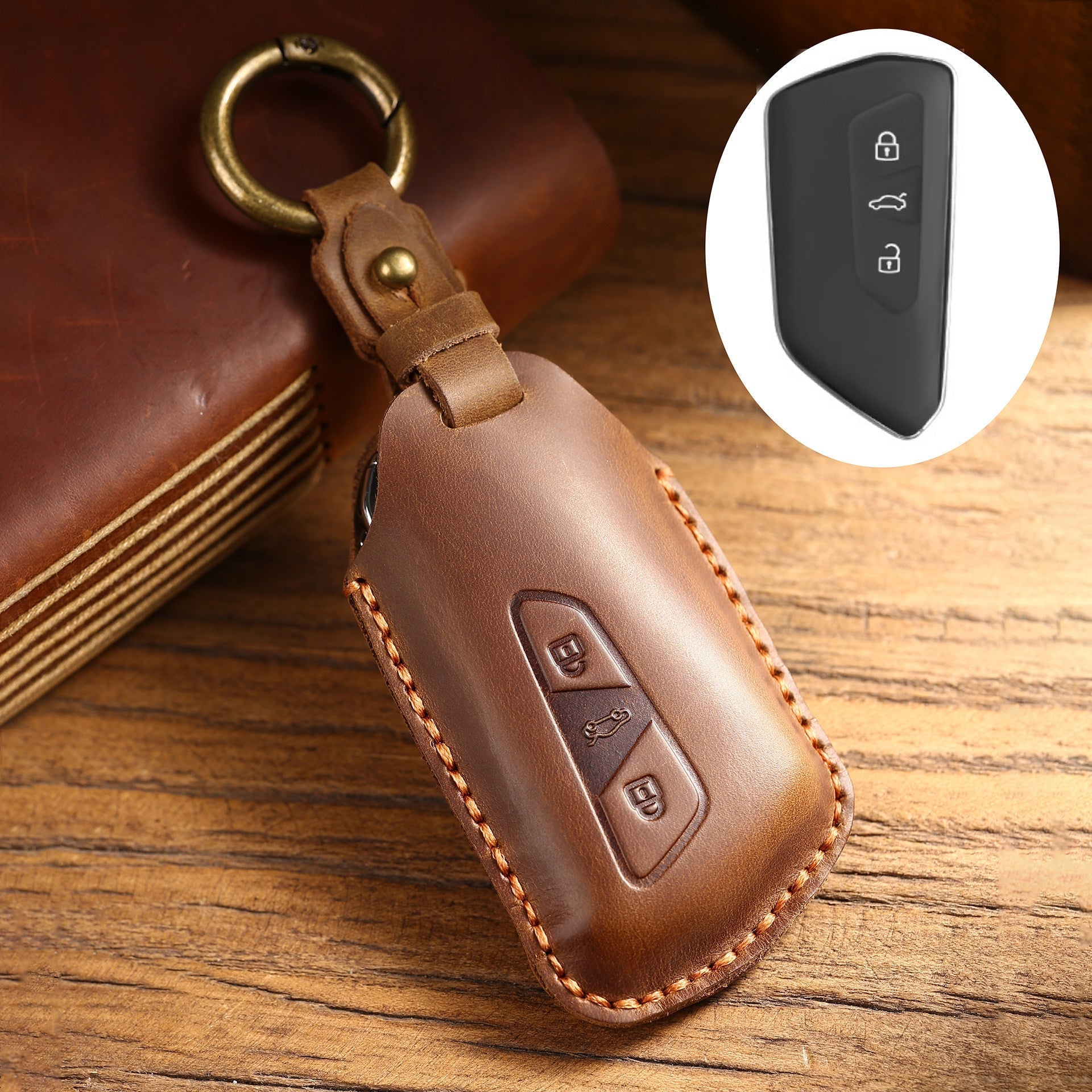 Top Grain Leather Volkswagen key Case