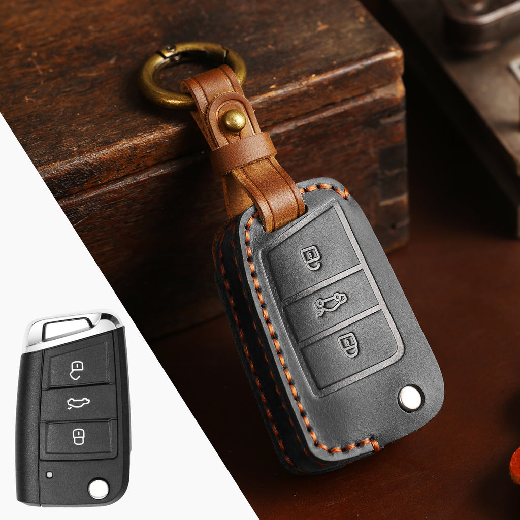 Top Grain Leather Volkswagen key Case
