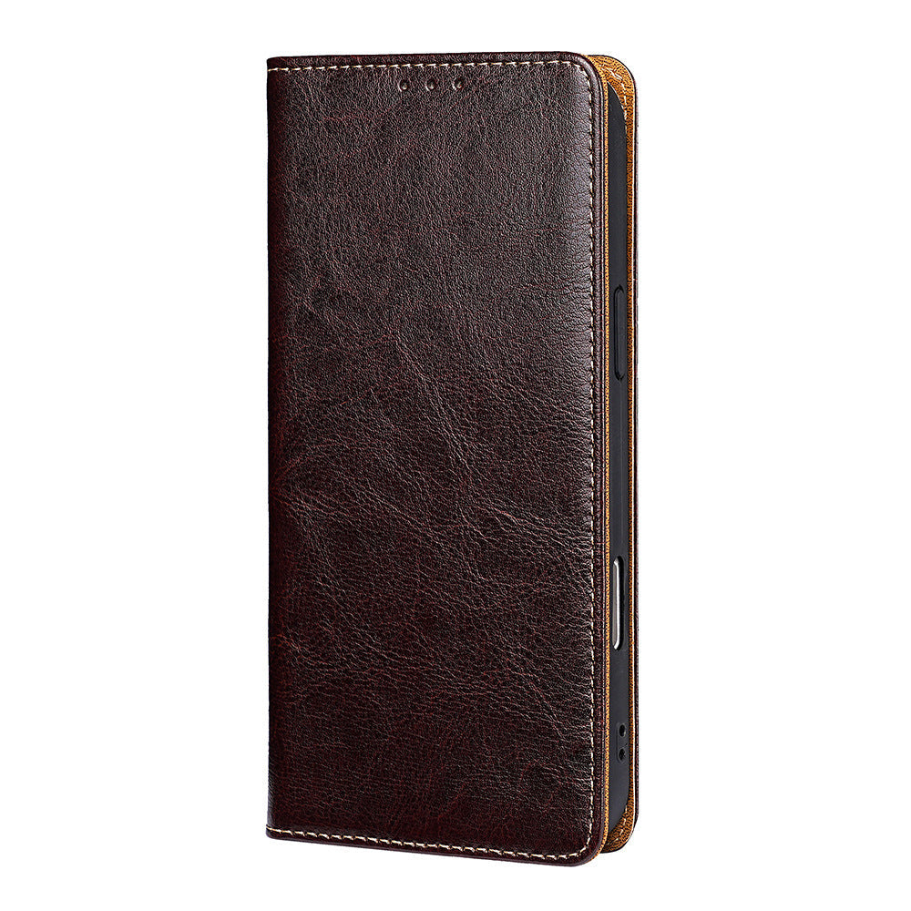 Genuine Full-Grain Cowhide Leather Wallet Phone Case