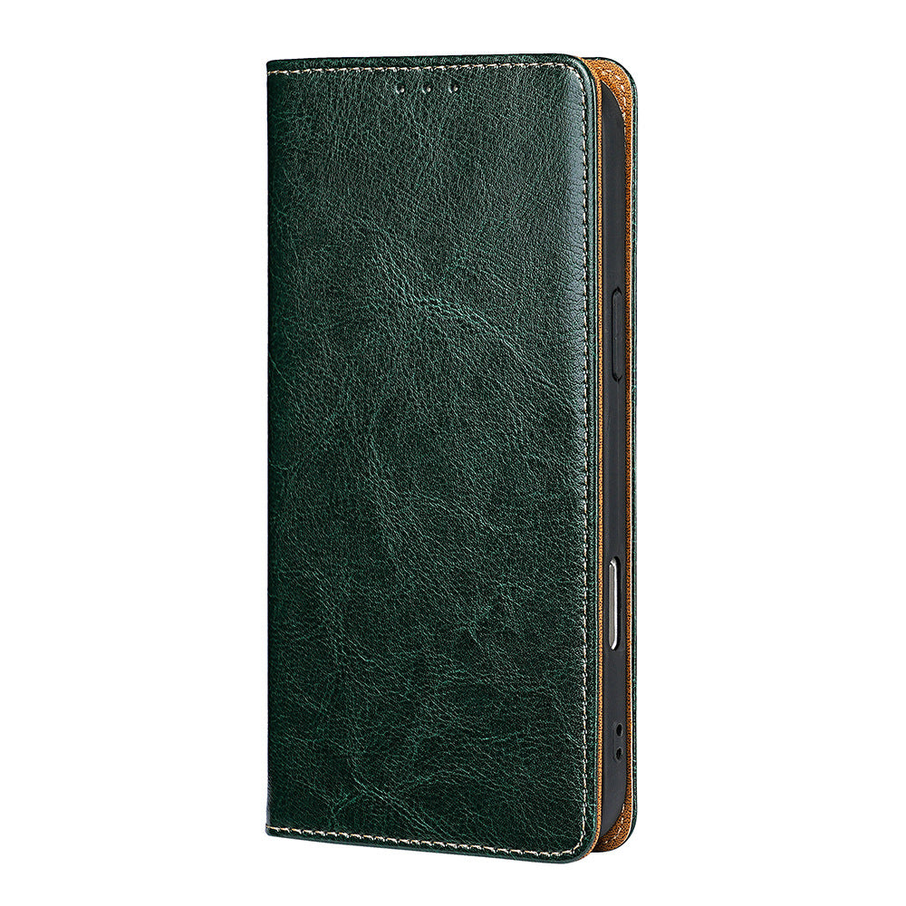 Genuine Full-Grain Cowhide Leather Wallet Phone Case